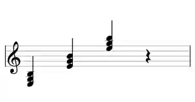 Sheet music of E m in three octaves